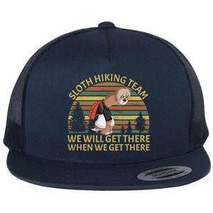 Sloth Hiking Team We Will Get There When We Get There Flat Bill Trucker Hat