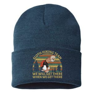 Sloth Hiking Team We Will Get There When We Get There Sustainable Knit Beanie