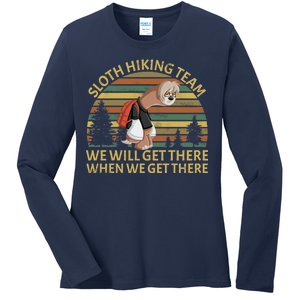 Sloth Hiking Team We Will Get There When We Get There Ladies Long Sleeve Shirt