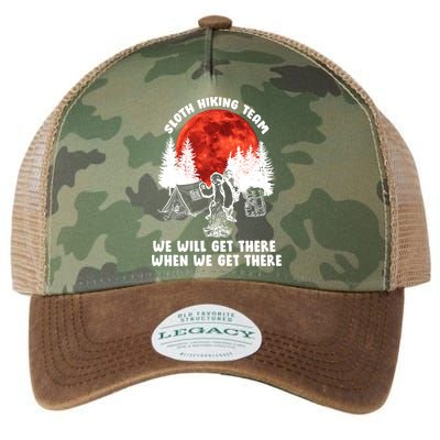 Sloth Hiking Team Will Get We There Funny Camping Legacy Tie Dye Trucker Hat