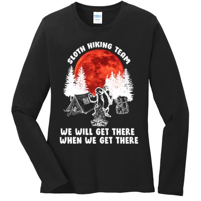Sloth Hiking Team Will Get We There Funny Camping Ladies Long Sleeve Shirt