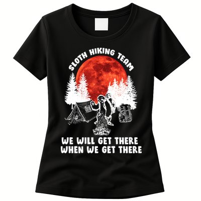 Sloth Hiking Team Will Get We There Funny Camping Womens T-Shirt