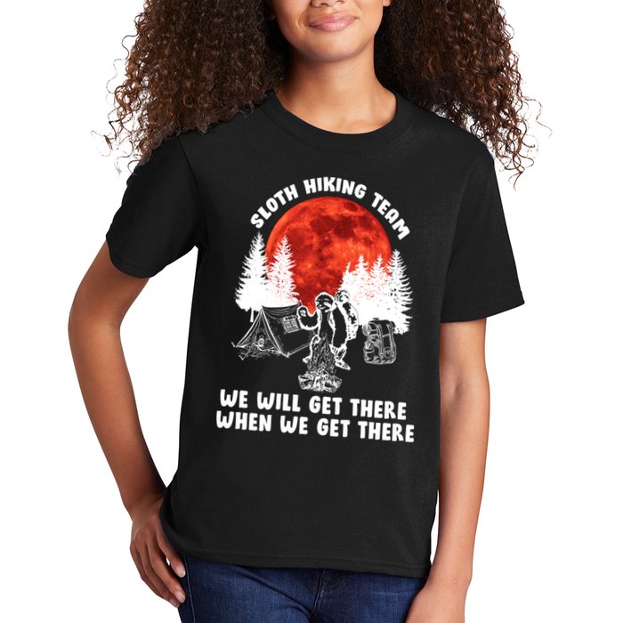 Sloth Hiking Team Will Get We There Funny Camping Kids T-Shirt