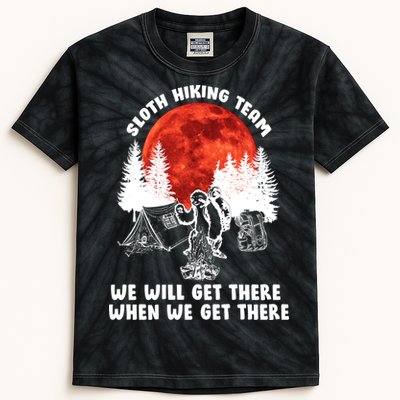Sloth Hiking Team Will Get We There Funny Camping Kids Tie-Dye T-Shirt