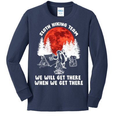 Sloth Hiking Team Will Get We There Funny Camping Kids Long Sleeve Shirt