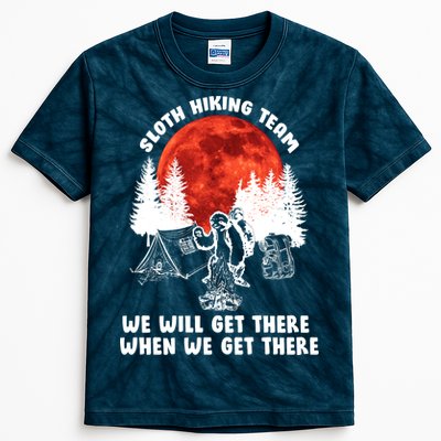 Sloth Hiking Team Will Get We There Funny Camping Kids Tie-Dye T-Shirt