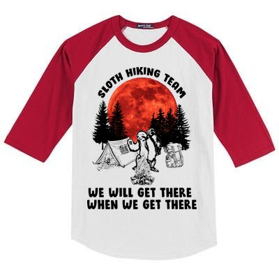 Sloth Hiking Team Will Get We There Funny Camping Kids Colorblock Raglan Jersey