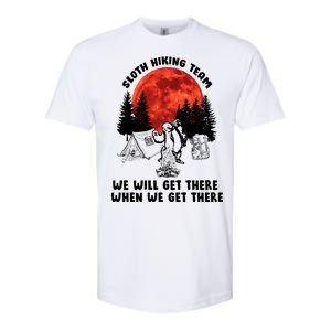 Sloth Hiking Team Will Get We There Funny Camping Softstyle CVC T-Shirt