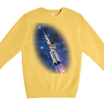 Sloth In Space Rocket ship Premium Crewneck Sweatshirt