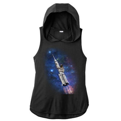 Sloth In Space Rocket ship Ladies PosiCharge Tri-Blend Wicking Draft Hoodie Tank