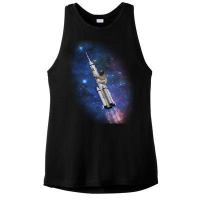 Sloth In Space Rocket ship Ladies PosiCharge Tri-Blend Wicking Tank