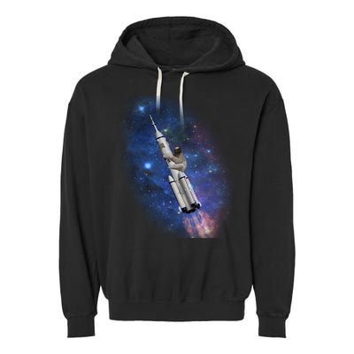Sloth In Space Rocket ship Garment-Dyed Fleece Hoodie