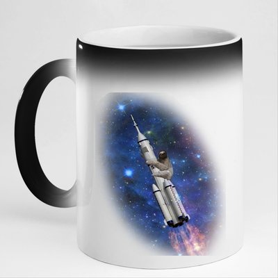 Sloth In Space Rocket ship 11oz Black Color Changing Mug