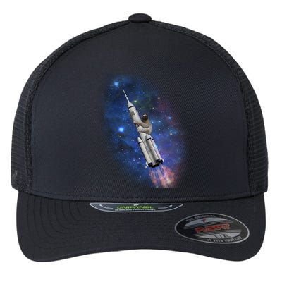 Sloth In Space Rocket ship Flexfit Unipanel Trucker Cap