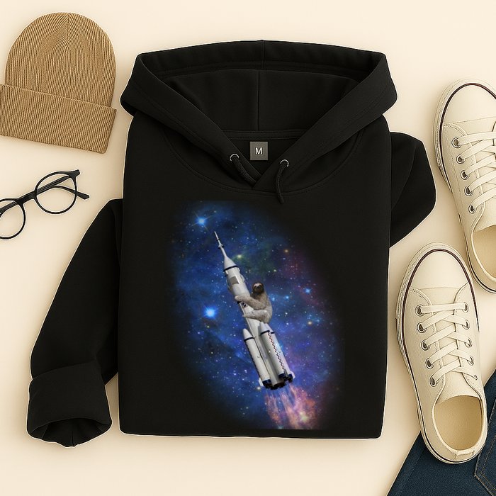 Sloth In Space Rocket ship Hoodie