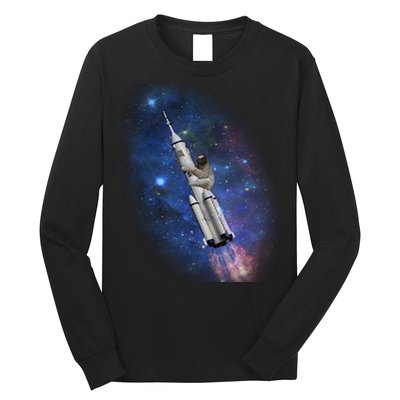Sloth In Space Rocket ship Long Sleeve Shirt