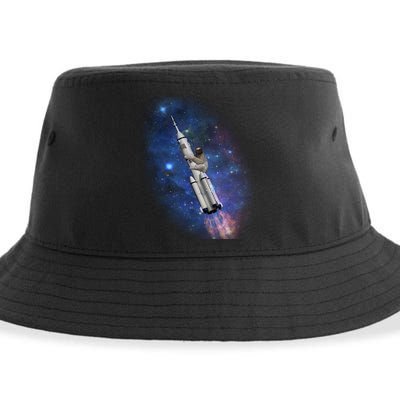 Sloth In Space Rocket ship Sustainable Bucket Hat