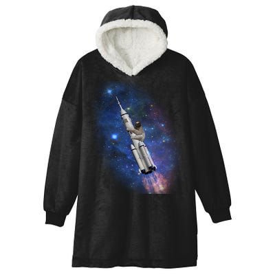 Sloth In Space Rocket ship Hooded Wearable Blanket