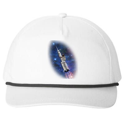 Sloth In Space Rocket ship Snapback Five-Panel Rope Hat