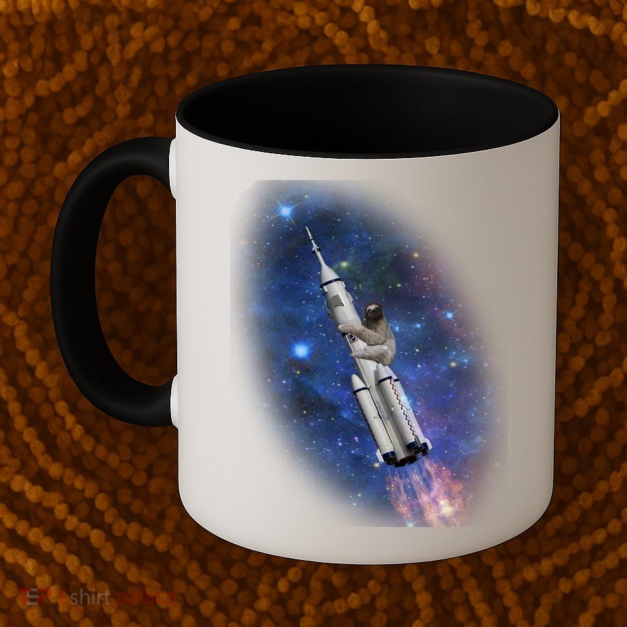 Sloth In Space Rocket ship Mug