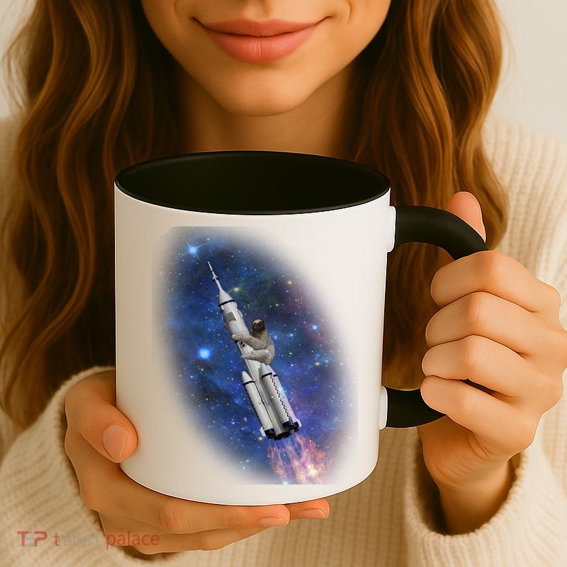 Sloth In Space Rocket ship Mug
