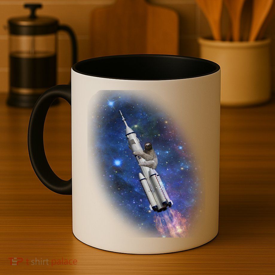 Sloth In Space Rocket ship Mug