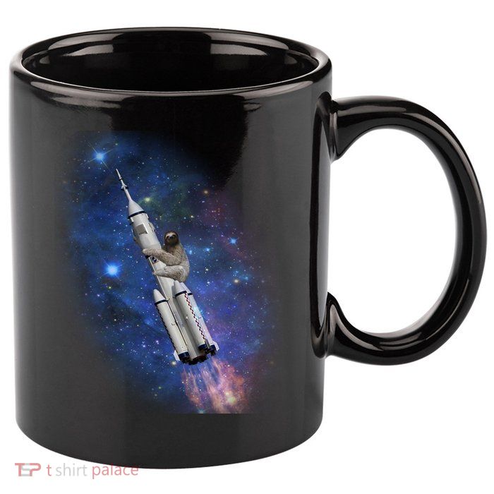 Sloth In Space Rocket ship 11oz C Handle Ceramic Mug