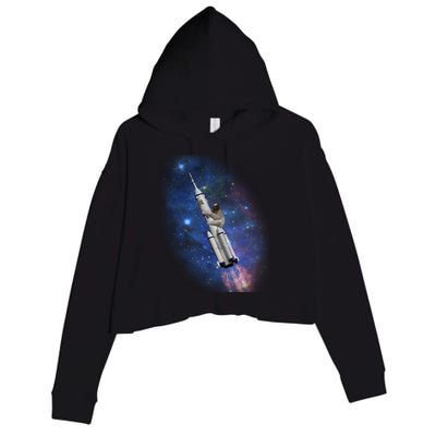 Sloth In Space Rocket ship Crop Fleece Hoodie