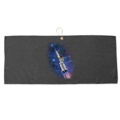 Sloth In Space Rocket ship Large Microfiber Waffle Golf Towel