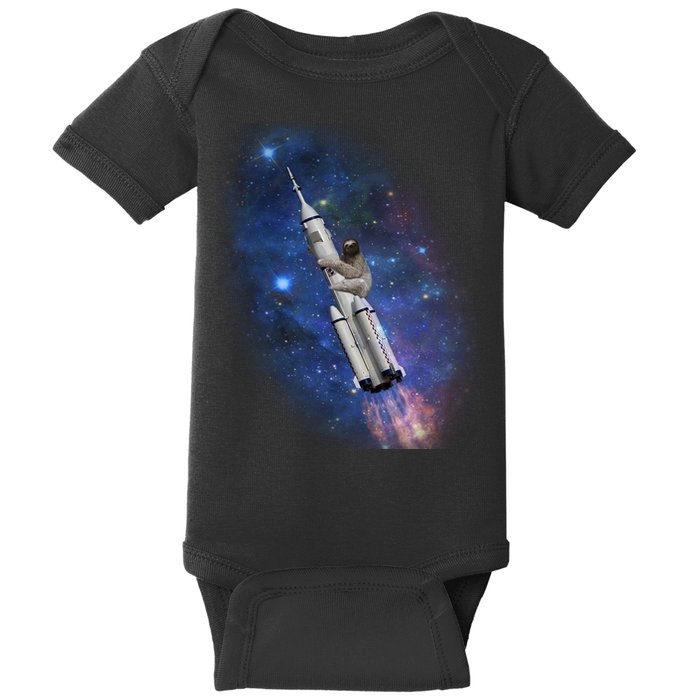 Sloth In Space Rocket ship Baby Bodysuit
