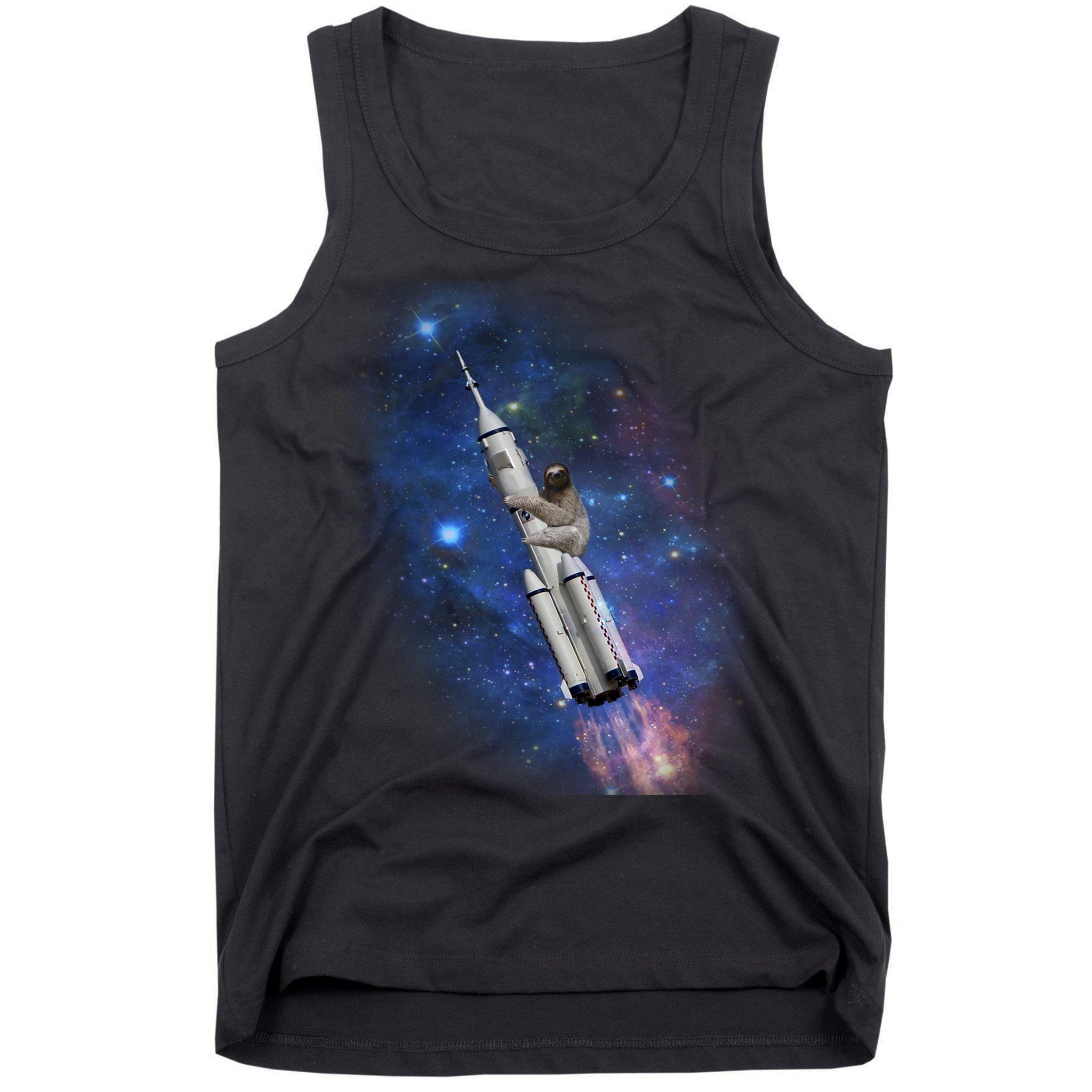 Sloth In Space Rocket ship Tank Top