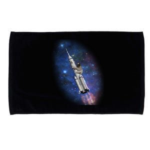 Sloth In Space Rocket ship Microfiber Hand Towel