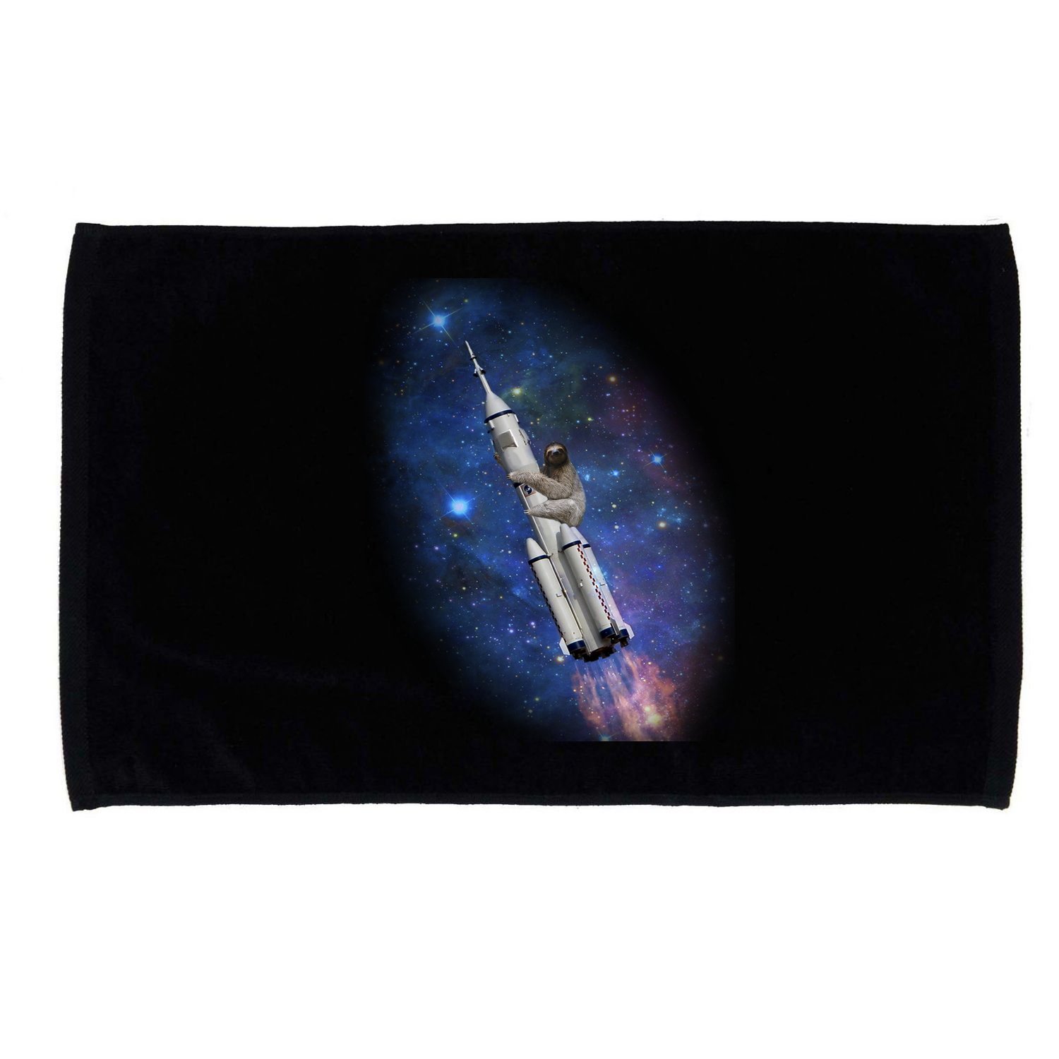 Sloth In Space Rocket ship Microfiber Hand Towel