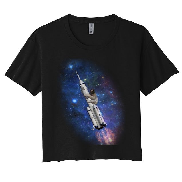 Sloth In Space Rocket ship Crop Top