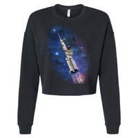 Sloth In Space Rocket ship Cropped Pullover Crew