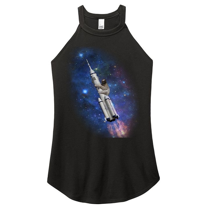 Sloth In Space Rocket ship Women's Perfect Tri Rocker Tank