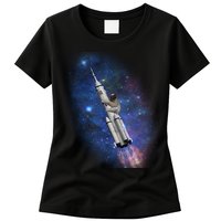 Sloth In Space Rocket ship Womens T-Shirt