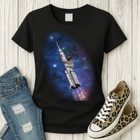 Sloth In Space Rocket ship Womens T-Shirt