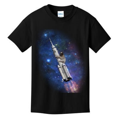 Sloth In Space Rocket ship Kids T-Shirt