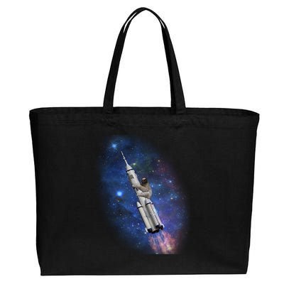 Sloth In Space Rocket ship Cotton Canvas Jumbo Tote