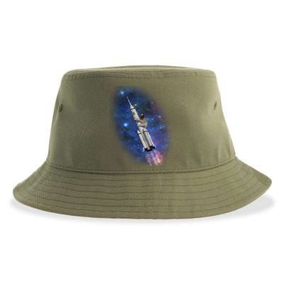 Sloth In Space Rocket ship Sustainable Bucket Hat