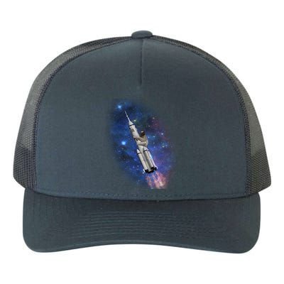 Sloth In Space Rocket ship Yupoong Adult 5-Panel Trucker Hat