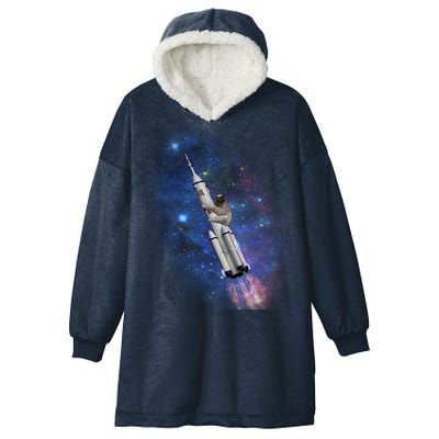 Sloth In Space Rocket ship Hooded Wearable Blanket