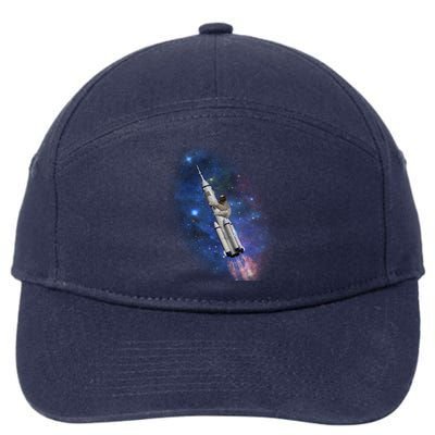 Sloth In Space Rocket ship 7-Panel Snapback Hat