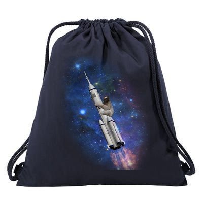 Sloth In Space Rocket ship Drawstring Bag