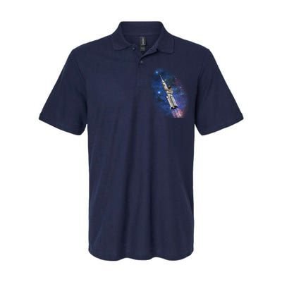 Sloth In Space Rocket ship Softstyle Adult Sport Polo