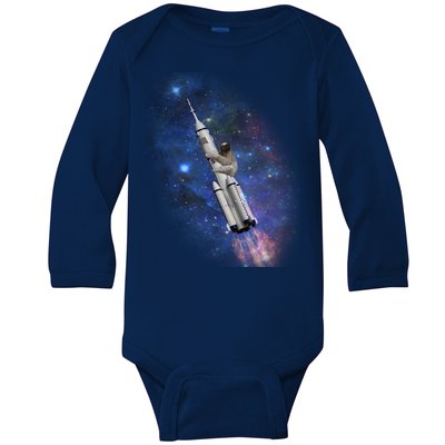 Sloth In Space Rocket ship Baby Long Sleeve Bodysuit