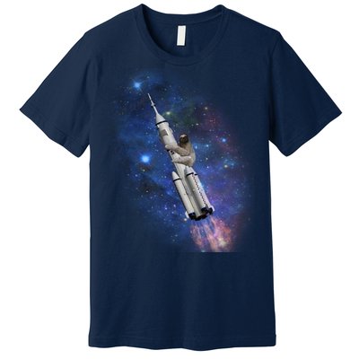 Sloth In Space Rocket ship Premium T-Shirt