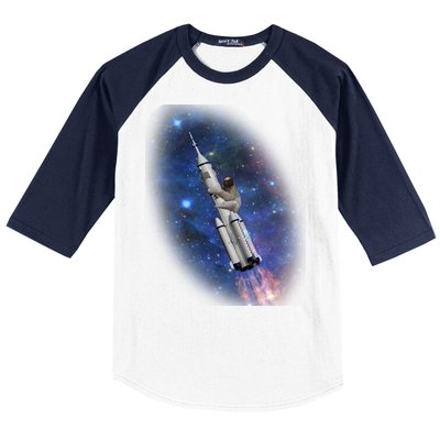 Sloth In Space Rocket ship Baseball Sleeve Shirt