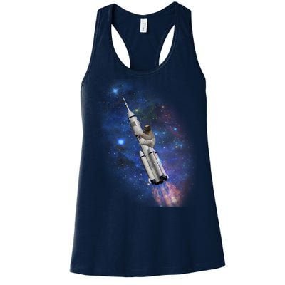 Sloth In Space Rocket ship Women's Racerback Tank